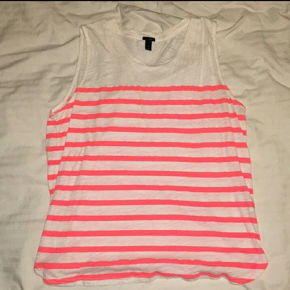 J. Crew Tops - J. Crew neon stripe white tank